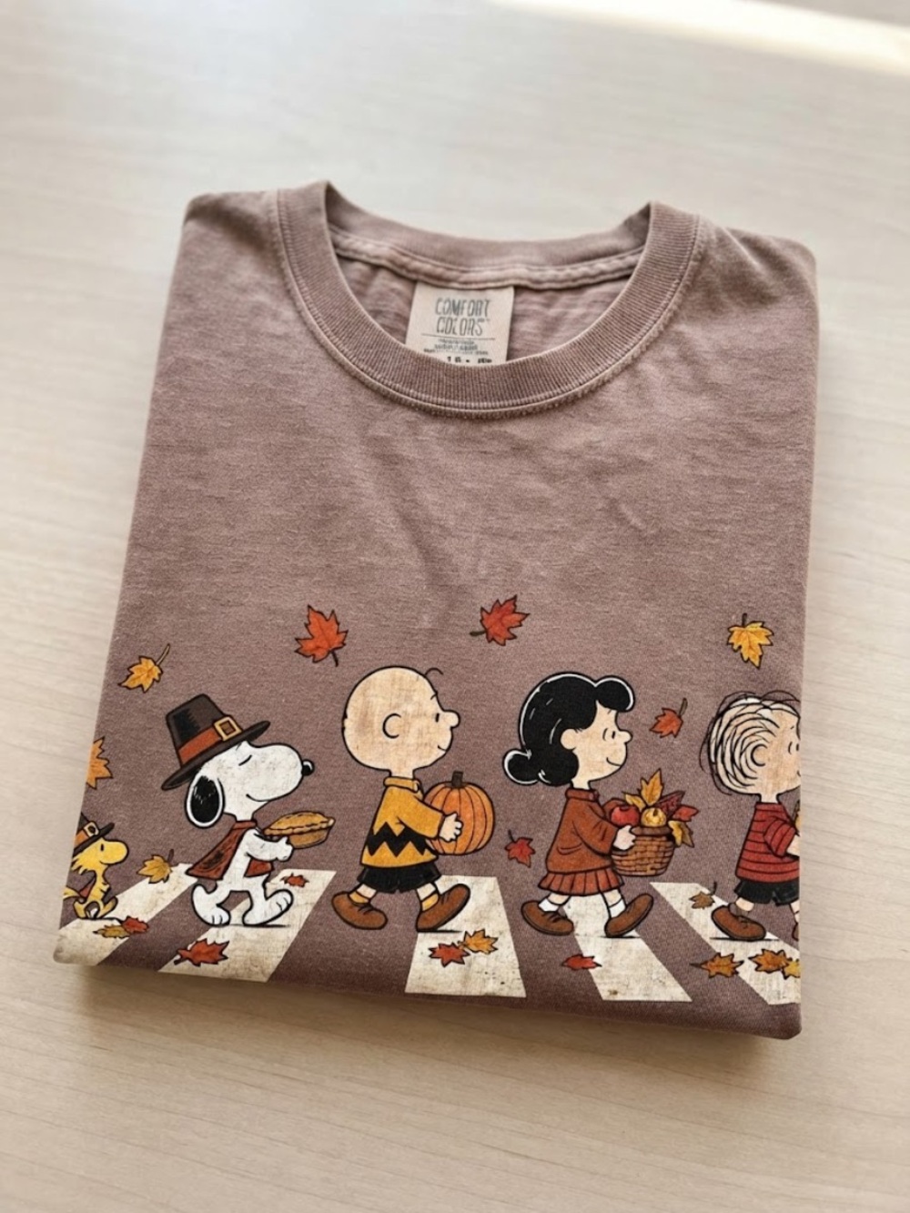 Comfort Colors Brown Thanksgiving Fall Graphic Tee, Cute Dog & Friends Tee - Picture 3 of 3